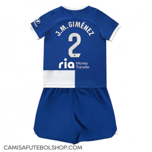 Camisa de time de futebol Atletico Madrid Jose Gimenez #2 Replicas 2º Equipamento Infantil 2023-24 Manga Curta (+ Calças curtas)